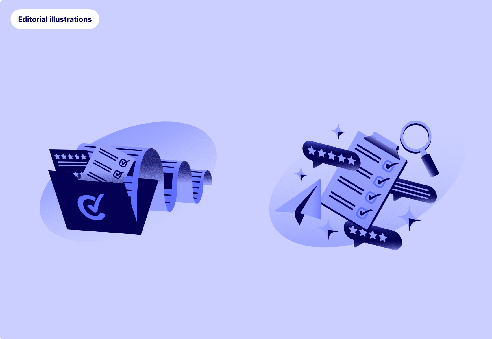 Example of our illustration style showing depth and dimensionality